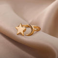 Fashion Moon Star Rings for Women Stainless Steel Gold Color Moon Star Openning Ring Wedding Party Jewelry Gift Bijoux Femme